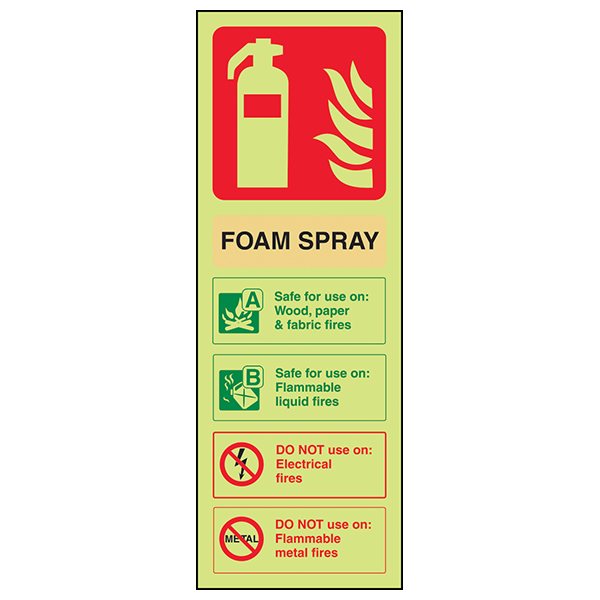 GITD Glow Foam Spray Extinguisher Safety Sign For Premises