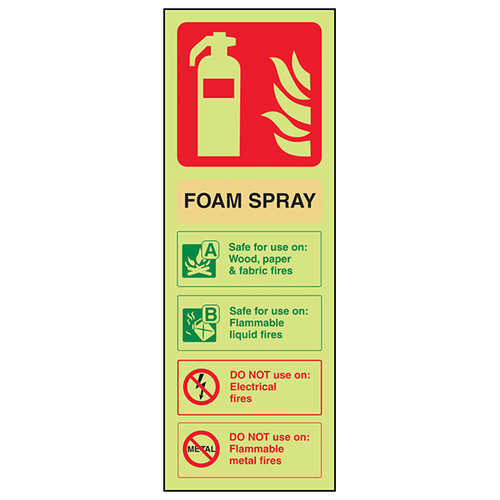 GITD Glow Foam Spray Extinguisher Safety Sign For Premises