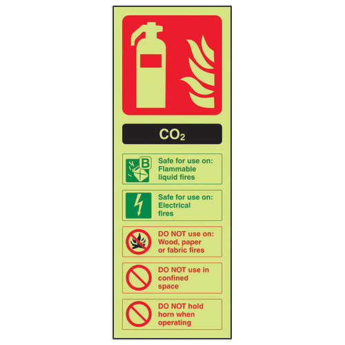 GITD CO2 Extinguisher Safety Sign Glow For Workplace