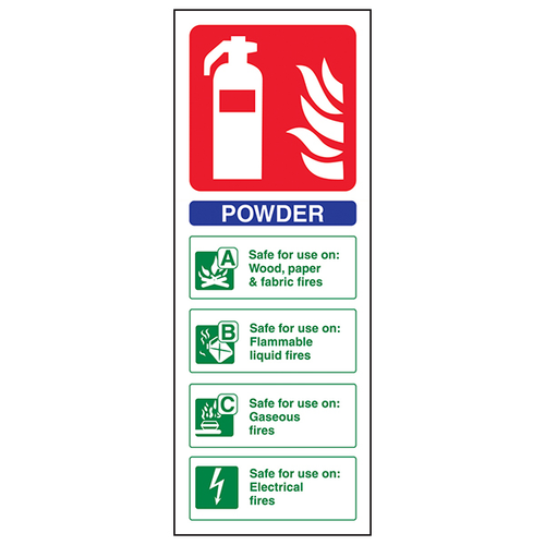 Powder Fire Extinguisher Safety Sign Durable For Workplace