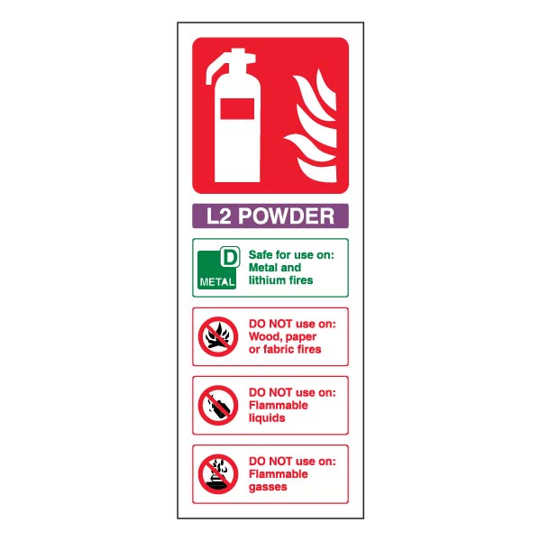 L2 Powder Fire Extinguisher Safety Sign Compliant Workplace