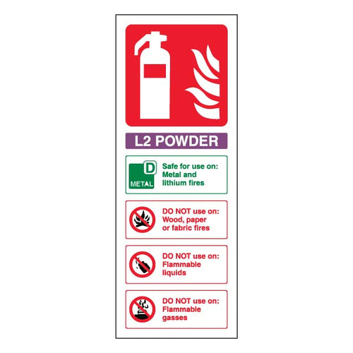 L2 Powder Fire Extinguisher Safety Sign Compliant Workplace