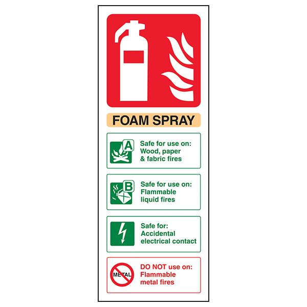 Foam Spray Fire Extinguisher Safety Sign Essential Workplace