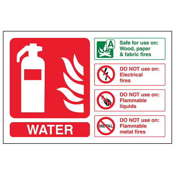 Water Fire Extinguisher Safety Sign For Workplace BS 5499