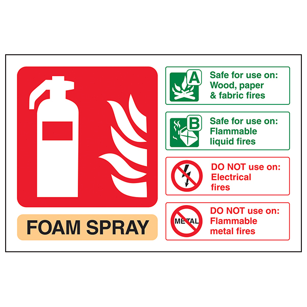 Foam Spray Fire Extinguisher Safety Sign Durable Workplace