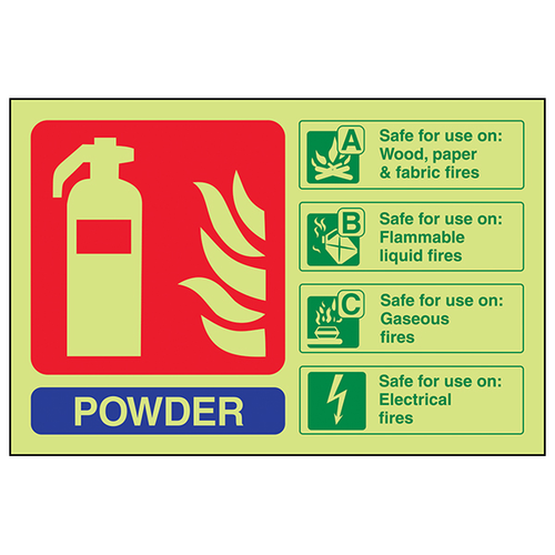 GITD Photoluminescent Extinguisher ID Safety Sign Workplace