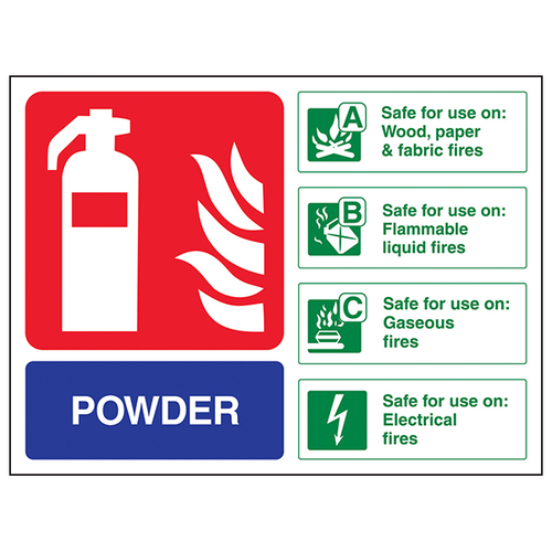 Powder Fire Extinguisher Safety Sign BS Compliant Workplaces