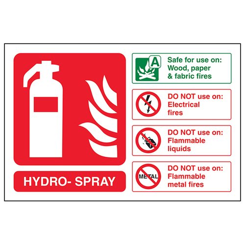 Hydro Spray Fire Extinguisher Safety Sign For Workplaces