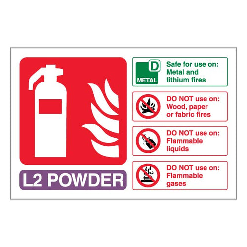 L2 Powder Fire Extinguisher Safety Sign BS5499 Workplace