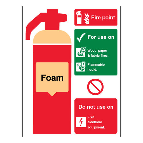 Foam Fire Extinguisher Point Workplace Safety Sign BS 5499