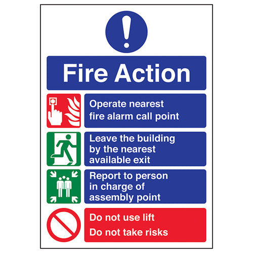 A4 Fire Action Notice Safety Sign Staff EN ISO Compliance