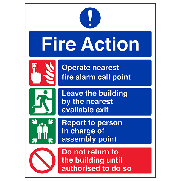 4 Point Fire Action Safety Sign Visibility For Workplaces