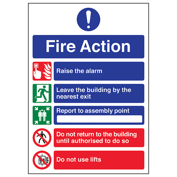Fire Action Safety Sign A4 Clear Do Not Use Lifts Workplace