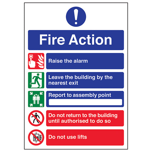 Fire Action Safety Sign A4 Clear Do Not Use Lifts Workplace
