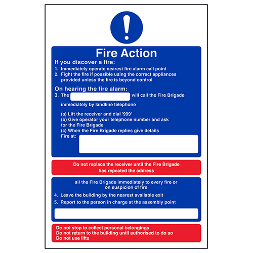 Fire Action Safety Sign Essential Compliant Workplace