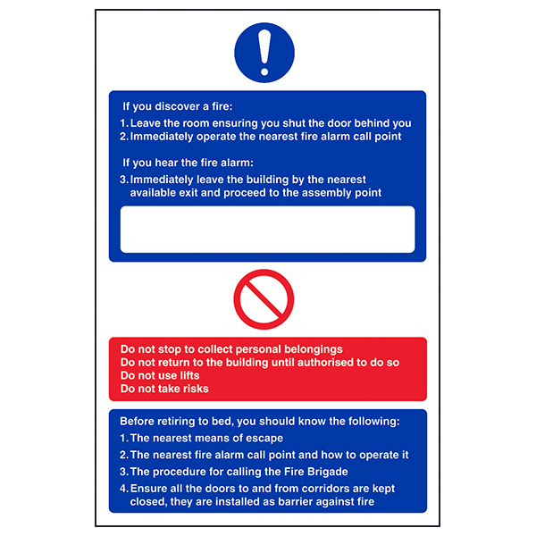 Hospital Fire Action Safety Sign Compliant For Nurses