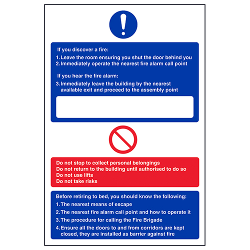 Hospital Fire Action Safety Sign Compliant For Nurses