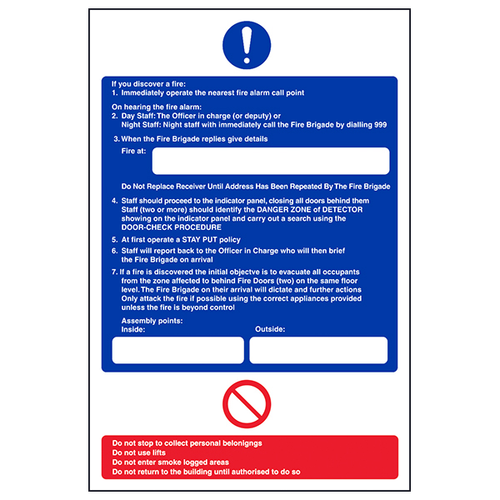 Hospital First Action Day Night Safety Sign Essential