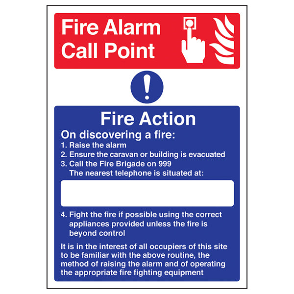 Fire Action Safety Sign A4 High Visibility For Staff