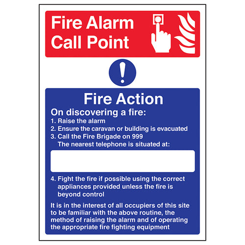 Fire Action Safety Sign A4 High Visibility For Staff
