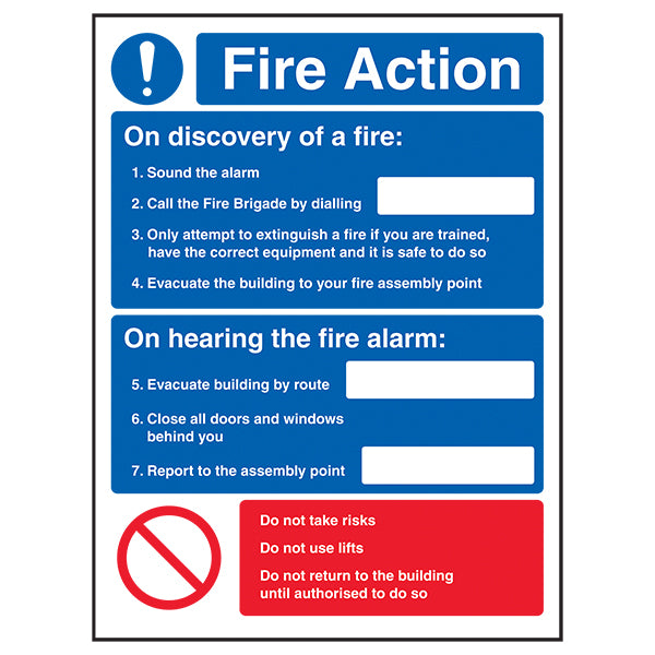 Fire Action Safety Sign BS 5499 Compliant Workplace