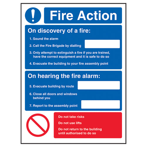 Fire Action Safety Sign BS 5499 Compliant Workplace