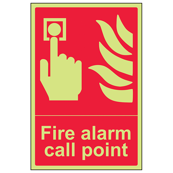 GITD Fire Alarm Call Point Safety Sign Glow For Homes