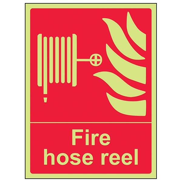 Gitd Fire Hose Reel Safety Sign Glow In Dark For Sites