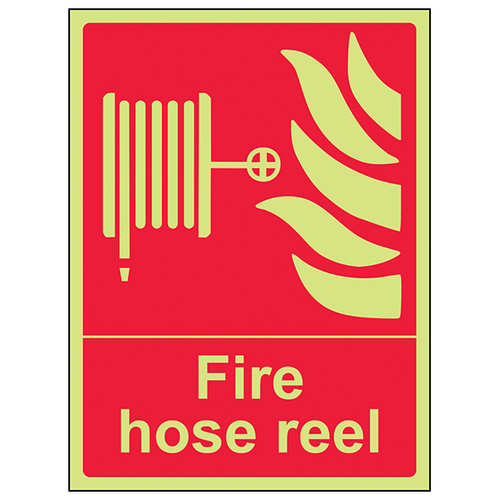 Gitd Fire Hose Reel Safety Sign Glow In Dark For Sites