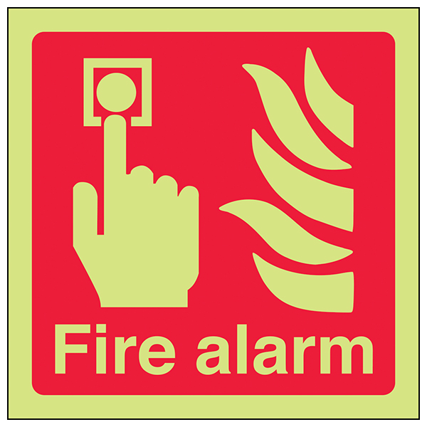 GITD Fire Alarm Safety Sign Glow In Dark For Facilities
