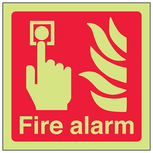 GITD Fire Alarm Safety Sign Glow In Dark For Facilities