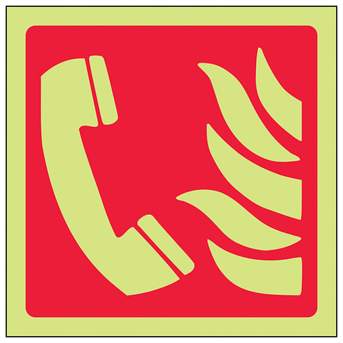 GITD Fire Phone Safety Sign Photoluminescent For Workplaces