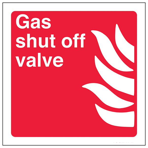Gas Shut Off Valve Safety Sign Clear BS ISO7010 Premises