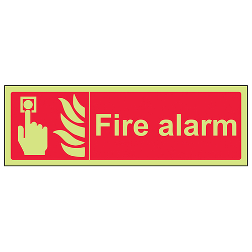 GITD Fire Alarm Safety Sign Photoluminescent For Workplaces