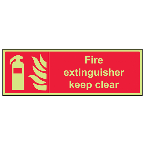 GITD Fire Extinguisher Safety Sign Photoluminescent Site