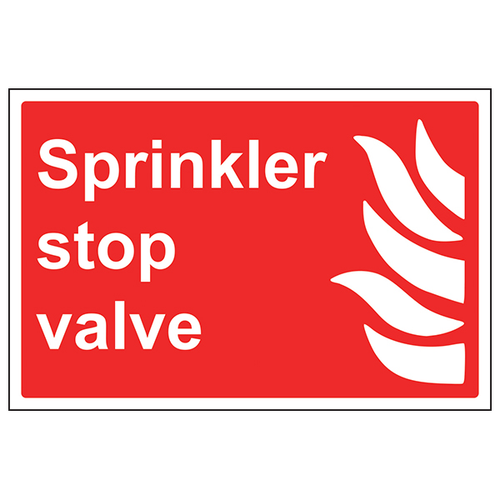 Sprinkler Stop Valve Safety Sign BS Compliant Facilities