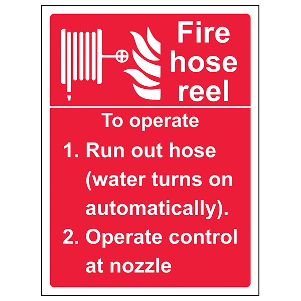 Fire Hose Reel Automatic Safety Sign For Worksites UK
