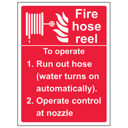 Fire Hose Reel Automatic Safety Sign For Worksites UK