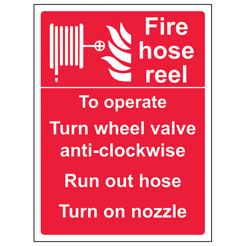 Fire Hose Reel Self Operated Safety Sign For Workplaces