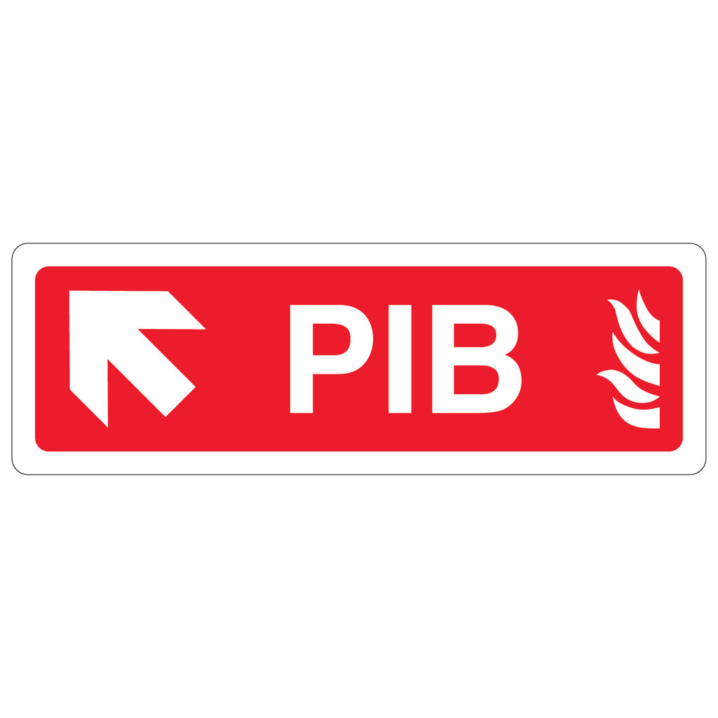 PIB Safety Sign Arrow Up Left Fast Fire Service Aid