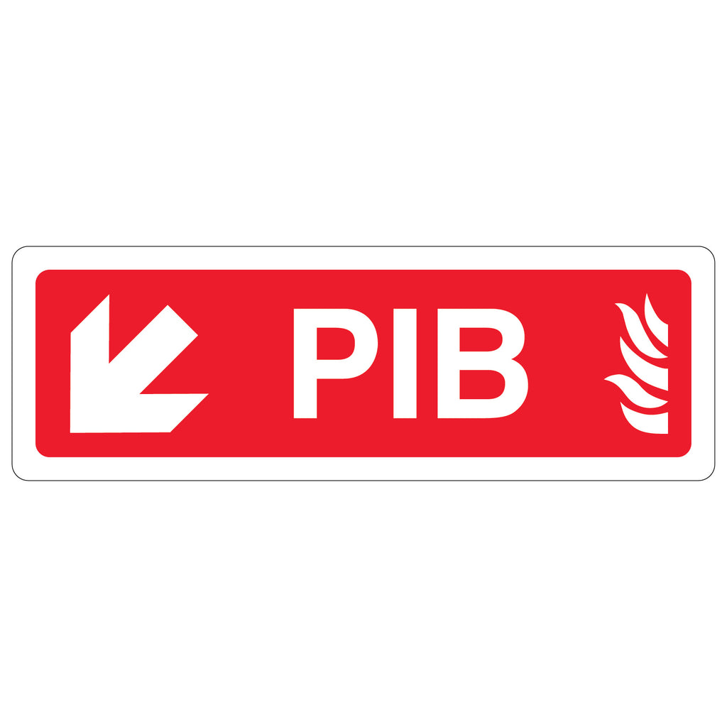 PIB Arrow Down Left Safety Sign For Fire Location Aid