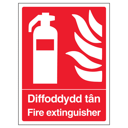 Bilingual Fire Extinguisher Safety Sign Compliant Workplace
