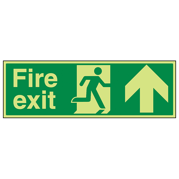 GITD Glow Fire Exit Arrow Up Safety Sign For Pro Use