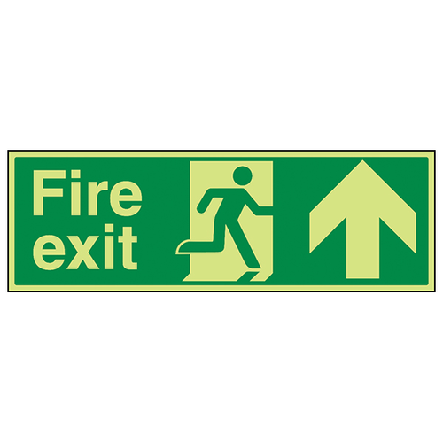GITD Glow Fire Exit Arrow Up Safety Sign For Pro Use