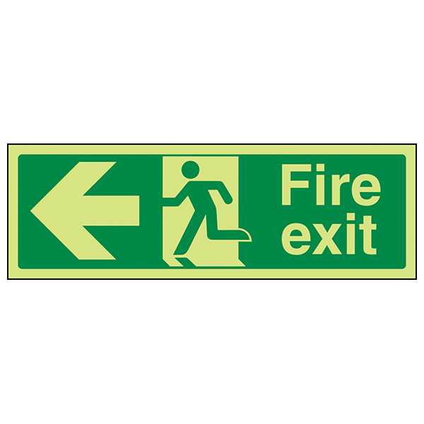 GITD Fire Exit Arrow Left Safety Sign For Buildings