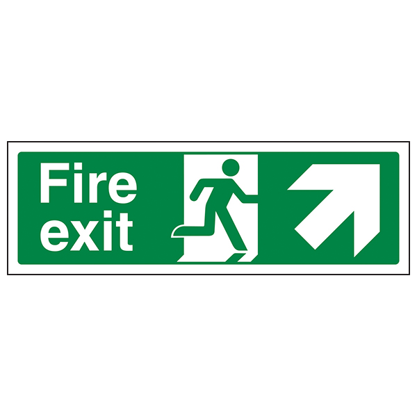 Fire Exit Arrow Up Right Safety Sign For Workplaces