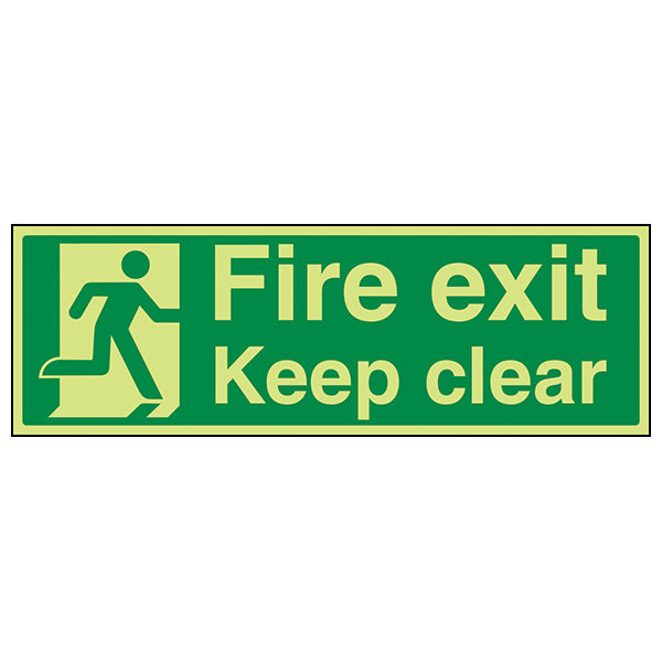 GITD Fire Exit Safety Sign Photoluminescent For Buildings