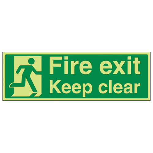 GITD Fire Exit Safety Sign Photoluminescent For Buildings