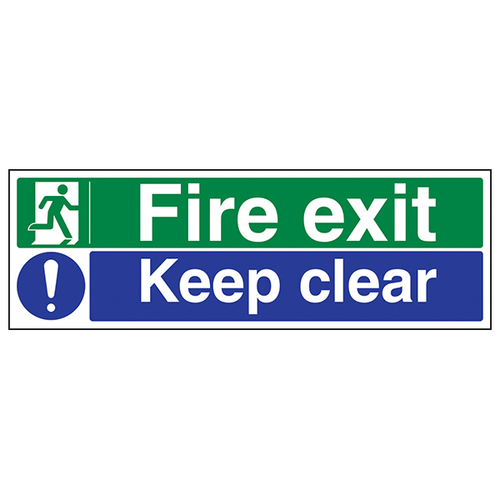 Fire Exit Keep Clear Safety Sign BS Compliant For Workplace
