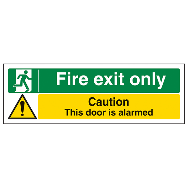 Fire Exit Only Safety Sign Door Alarmed For Workplace